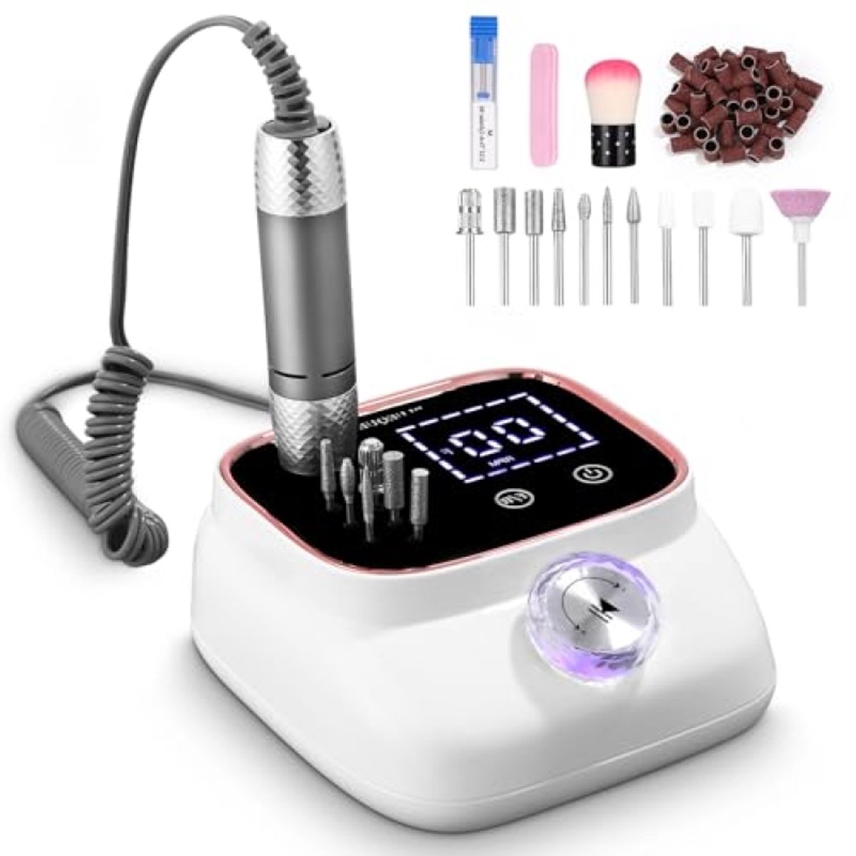 Professionele nagelschuurmachine met LCD-display en accessoireset - Roségoud