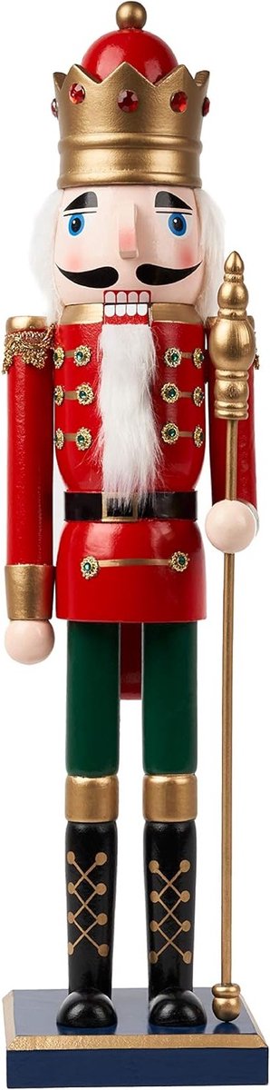 Grote Houten Kerstkraker Soldaat met Stand van 50 cm - Traditionele Kerstdecoratie - Stevig en van Hoge Kwaliteit - Perfect voor de Feestdagen