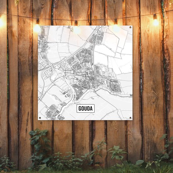 Carte de la ville affiche de jardin Gouda en vrac - Carte 100x100 cm - Toile de jardin / Toile d'extérieur / Peintures pour l'extérieur (décoration de jardin)
