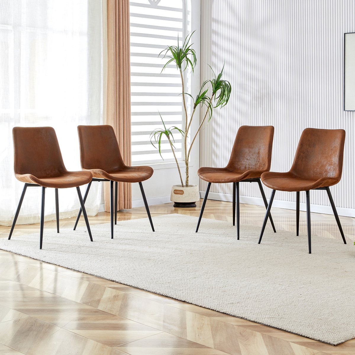 MIVRAY Eetkamerstoelen Set Van 4 - Ademende Stoffen Zitting Met Ergonomische Rugleuning -