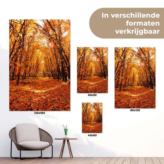 Affiche de jardin - Automne - Forêt - Feuilles - Oranje - 40x60 cm - Décoration de jardin - Toile jardin