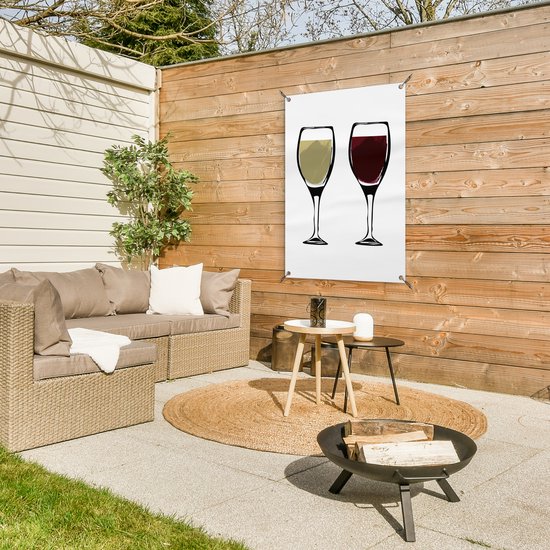 Illustration de verres à vin avec du vin rouge et blanc 60x90 cm