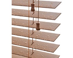 Houten Jaloezieën - Houten Blinds - Lichtcontrole en Privacy - Flexibele Lamellen - 60 x 180 cm - Bruin