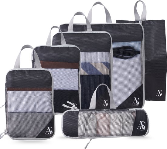 ANNSTÉ® Compressie Packing Cubes 6 Stuks Zwart