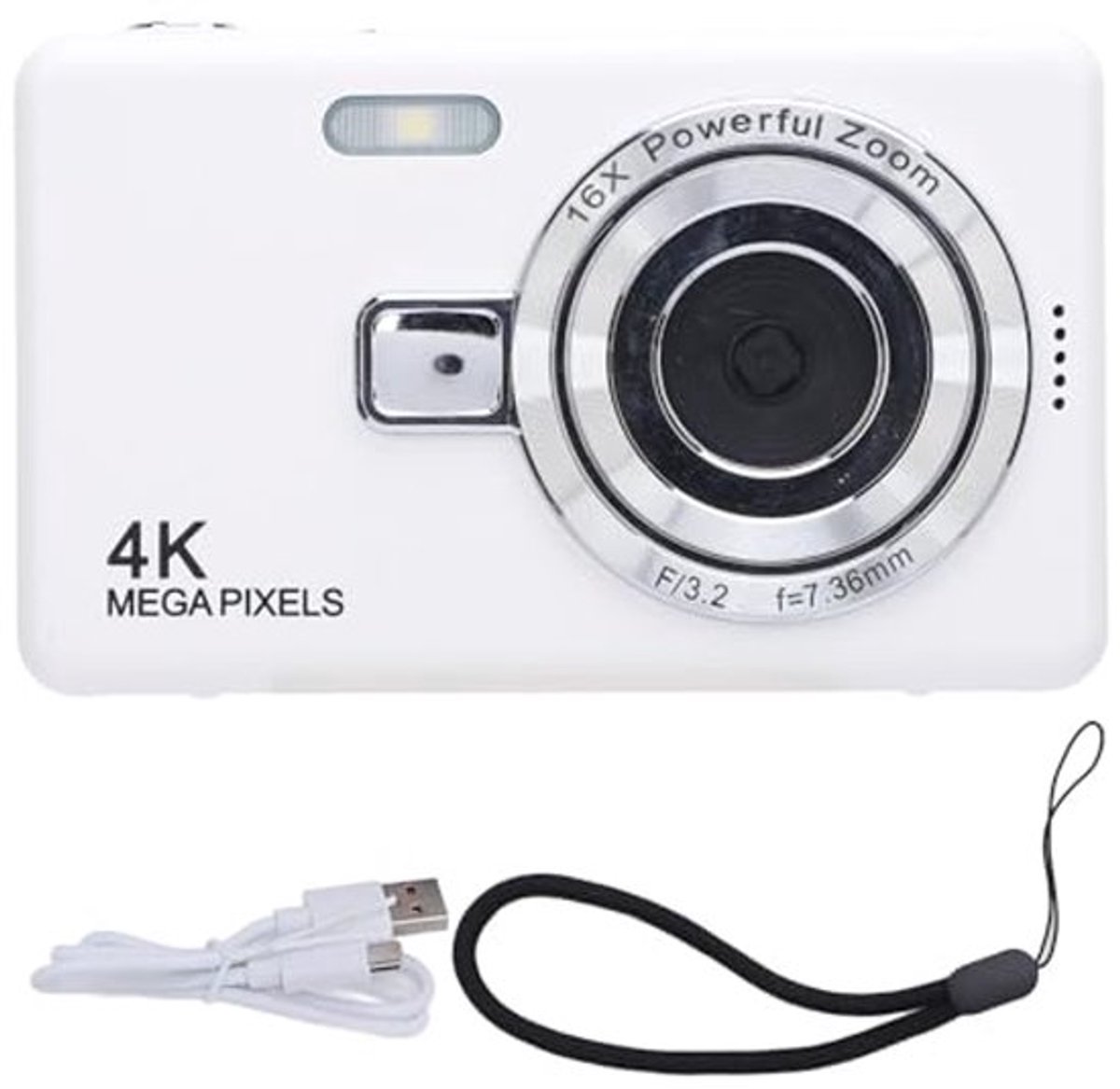 Digitale Camera, 50MP 4K Autofocus Camera 16x Digitale Zoom Camera met 2.4 Inch IPS Scherm Anti Schok Selfie voor Beginners, Tieners, Reis Selfies, Video Dagboeken (64GB)
