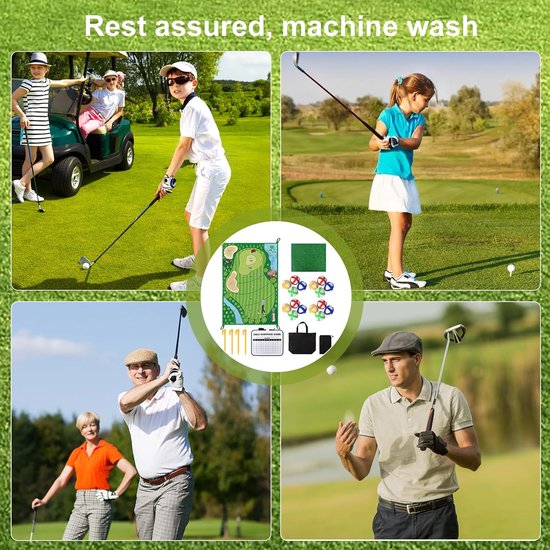 Golfset met slagmat en 16 kleefballen voor thuis, tuin of kantoor - Ideale golfcadeau voor binnen en buiten van Merkloos — afbeelding 4