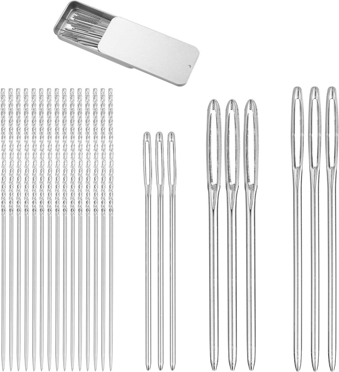 Grote Naalden Set - Reparatie Naalden - Kleding Repareren - Groot Oog Ontwerp - 24 Stuks - Zilverkleurig