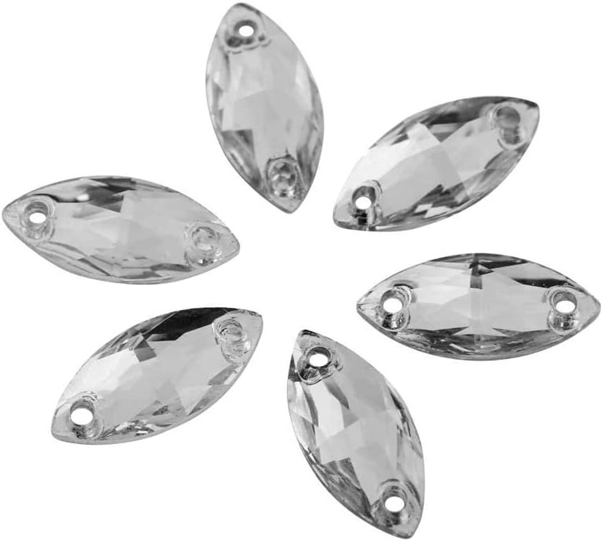 200 Stuks Platte Achterkant Rhinestones in AB Acryl Hars met Gat voor Handwerk, Verkrijgbaar in Vijf Stijlen en Perfect voor Sieraden en Decoratie