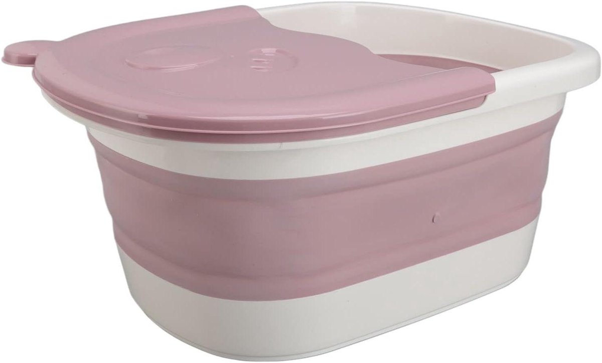 Voetenbad Opvouwbaar - Voetenbademmer Wasbad - Voetverzorging Thuis - Extra Hoge Wand - 41 x 32 x 9 cm - Roze
