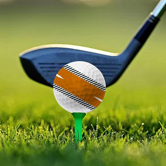 Golftrainingsbal - Oefen golfbal - Golf houding verbeteren - Oranje lijnen ontwerp - 531 Inch diameter - Oranje — afbeelding 3
