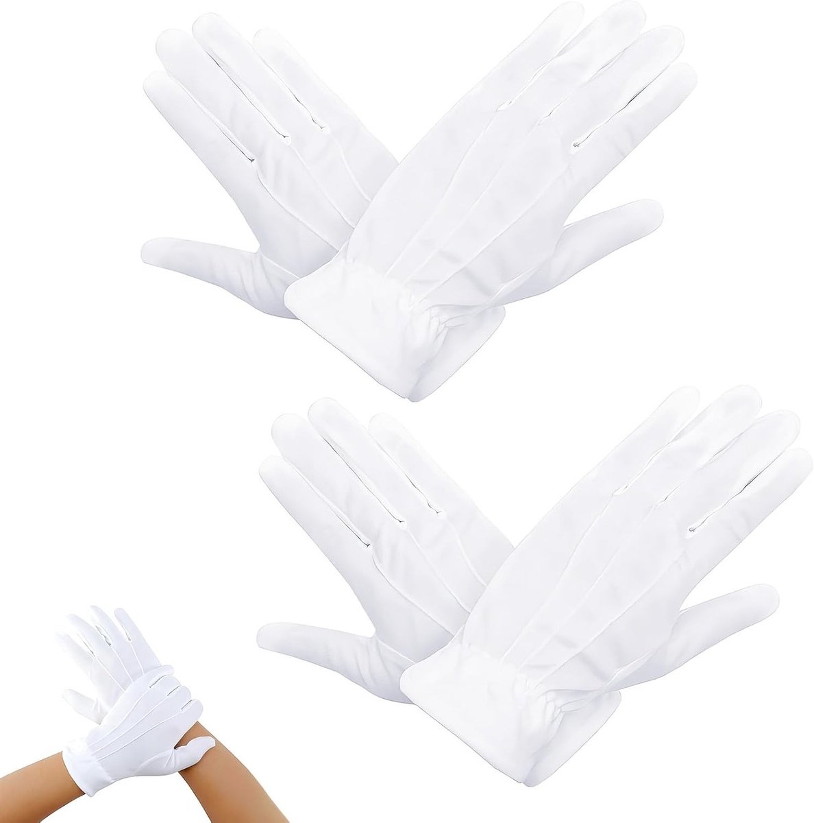 Zachte Katoenen Handschoenen, 2 Paar, Perfecte Pasvorm, Ademend, Ideaal voor Huidverzorging en Allergieën, Wit