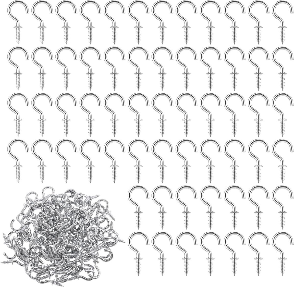 Set van 100 Kleine Schroefhaken van 2 cm - Metalen Oogschroeven voor Planten, Decoraties en Kerstversieringen