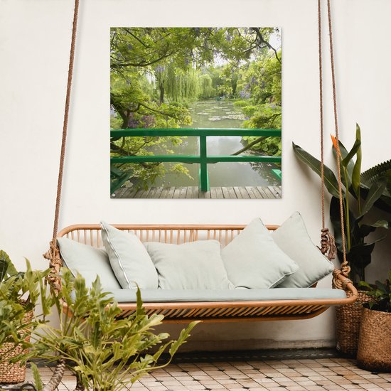 Toile jardin Vue sur l'eau depuis le pont japonais dans le jardin de Monet à Giverny - 100x100 cm