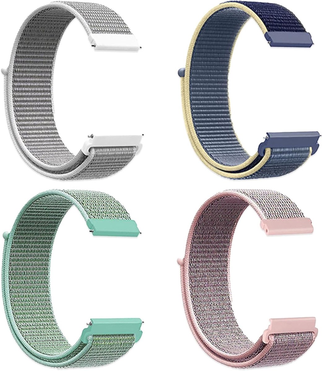 4 Stuks Snelle Ontgrendelings Elastische Nylon Horlogebanden van 22mm-20mm voor Comfort en Stijl