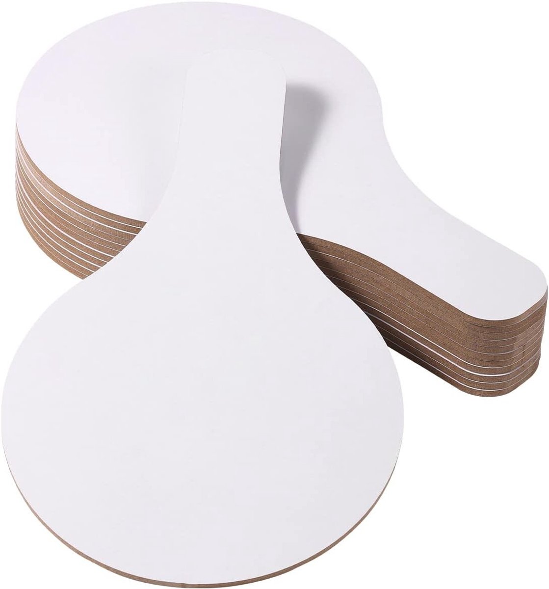 12 Stuks Drooguitwisbare Antwoordpaddles, Ronde Whiteboards met Handvat voor Kantoor, School en Gezinsactiviteiten (22x13.3cm)