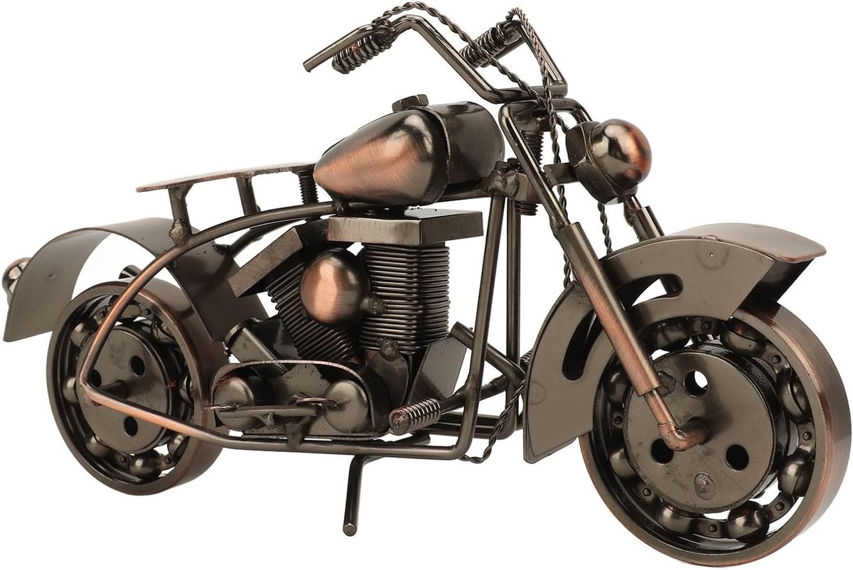 Retro Motor Model van Metaal - Vintage Handwerk Sculptuur voor Motorliefhebbers als Desk Decoratie en Verzamelobject