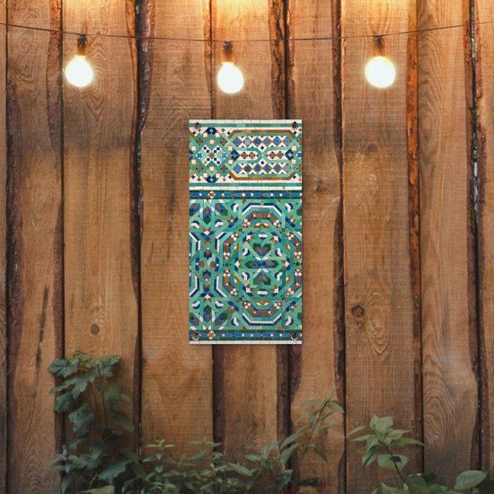 Tuinposter 30x60 cm - Tuindecoratie Een traditionele Marokkaanse mozaïekdecoratie - Poster voor in de tuin - Buiten decoratie - Schutting tuinschilderij - Tuindoek muurdecoratie - Wanddecoratie balkondoek