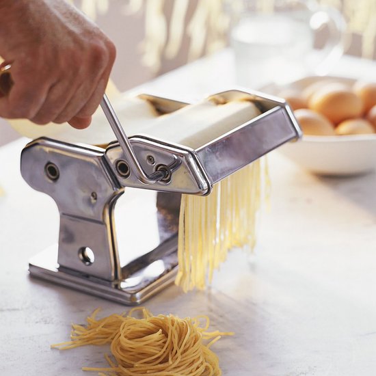 Handmatige pastamachine roestvrij staal, 9 standen, voor verse pasta, ideaal voor gezinskeukens van Merkloos — afbeelding 2
