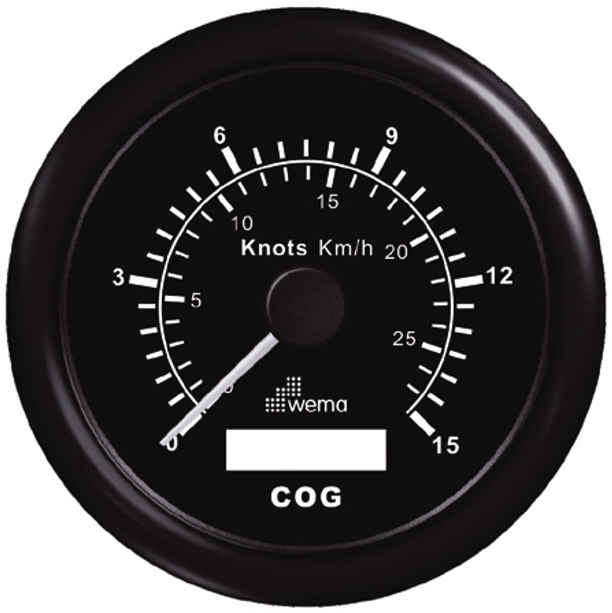 GPS speedometer zwart 15kn/27km