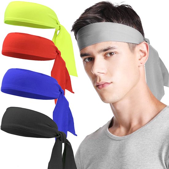 4 Stuks Verstelbare knoop-hoofdband voor dames en heren – Ninja sporthoofdband, verkoelend en zweetabsorberend voor hardlopen, tennis, basketbal en overige sporten