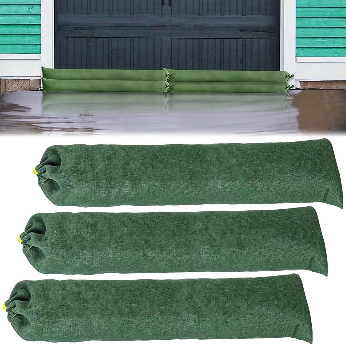 Set van 3 Wateractiverende Zandzakken voor Overstromingsbescherming - Herbruikbare Tarpaulin Zak voor Deuren en Ramen, Ideaal voor Waterafsluiting en Overstromingspreventie