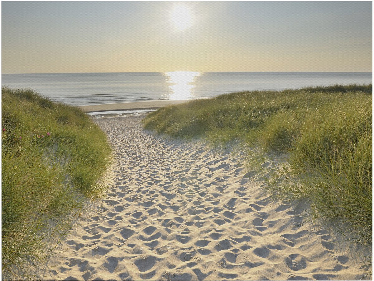 Art for the Home Buitencanvas Strandwandeling bij Zonsopgang