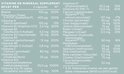 Lijst met vitamines en mineralen, met hoeveelheden en dagelijkse referentie-inname.