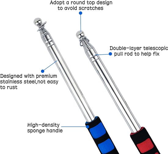 Telescopische Vlaggenmastset - 2 Stuks - Uitschuifbare Stok met 8 Clips - Handheld Vlaggenmasten - Vlaggen Ophangen - voor reisleiders, camping, leraren, excursies, wedstrijden - 2,5 m van Merkloos	 — afbeelding 4
