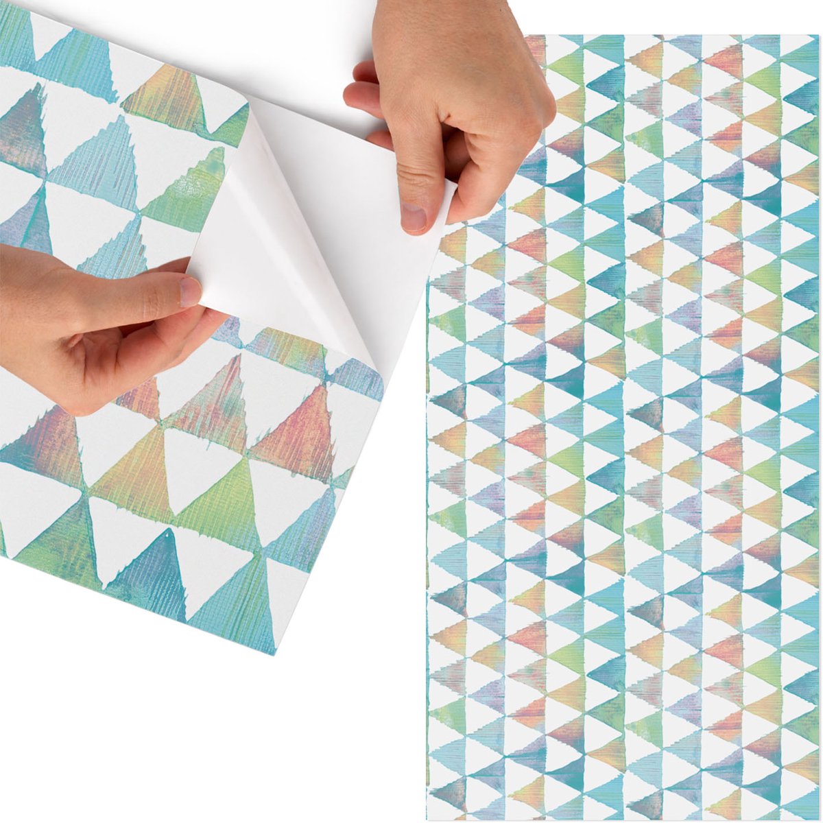 Tulup Meubelfolie - Kleurrijk retro patroon Plakfolie Meubels - 50x100 cm - Blauw Meubelfolie - Wrapfolie Keuken - Geometrische Meubelfolie - Decoratiefolie - Tafeldecoratie - Geometrie