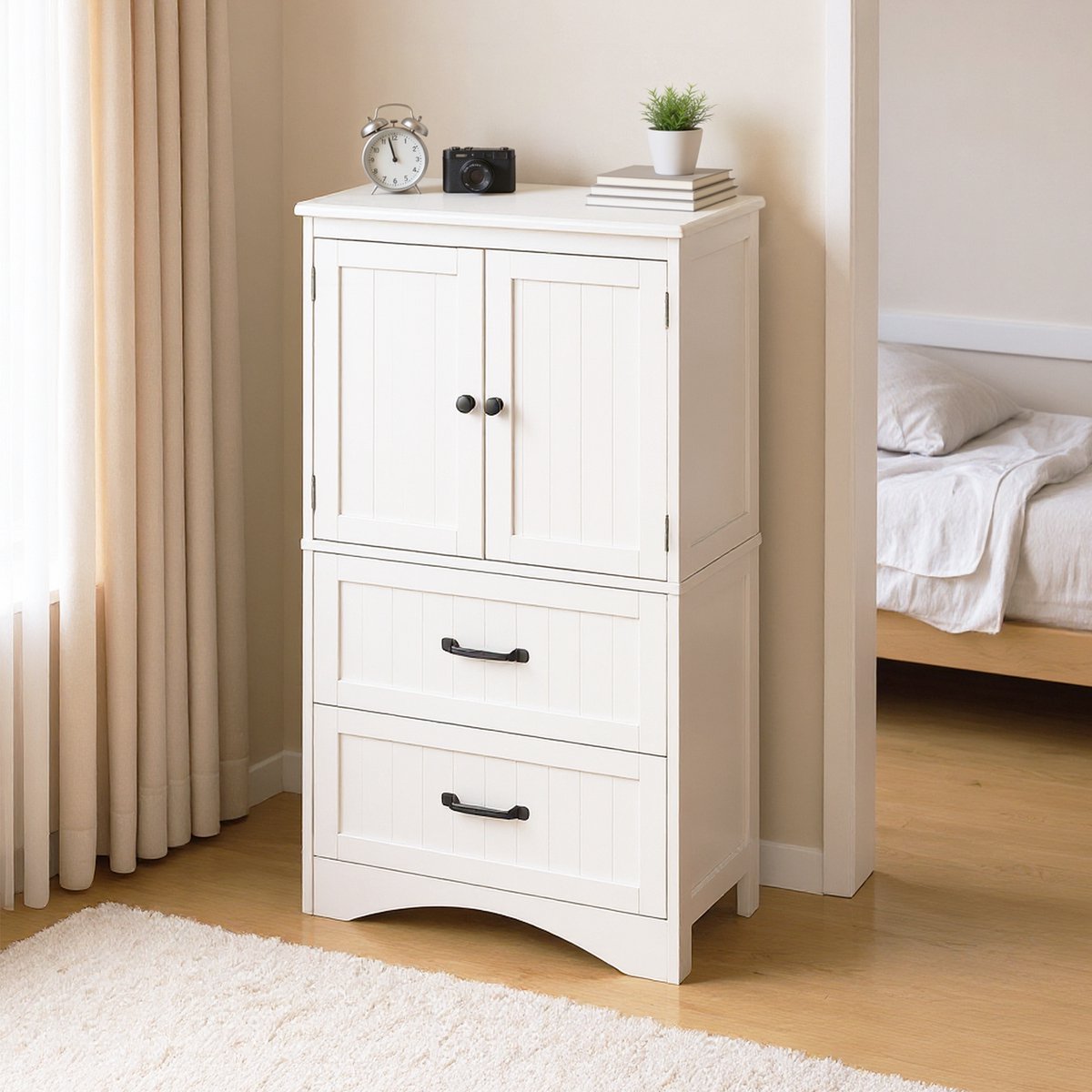Xbro Keukenkast Vrijstaand met Verstelbare Planken – Met 2 Lades en 2 Deuren – Opbergkast – Voor Keuken, Eetkamer of Wasruimte – 60 x 30 x 110 cm – Wit — cadeau in Cadeau-ideeën - foto 7