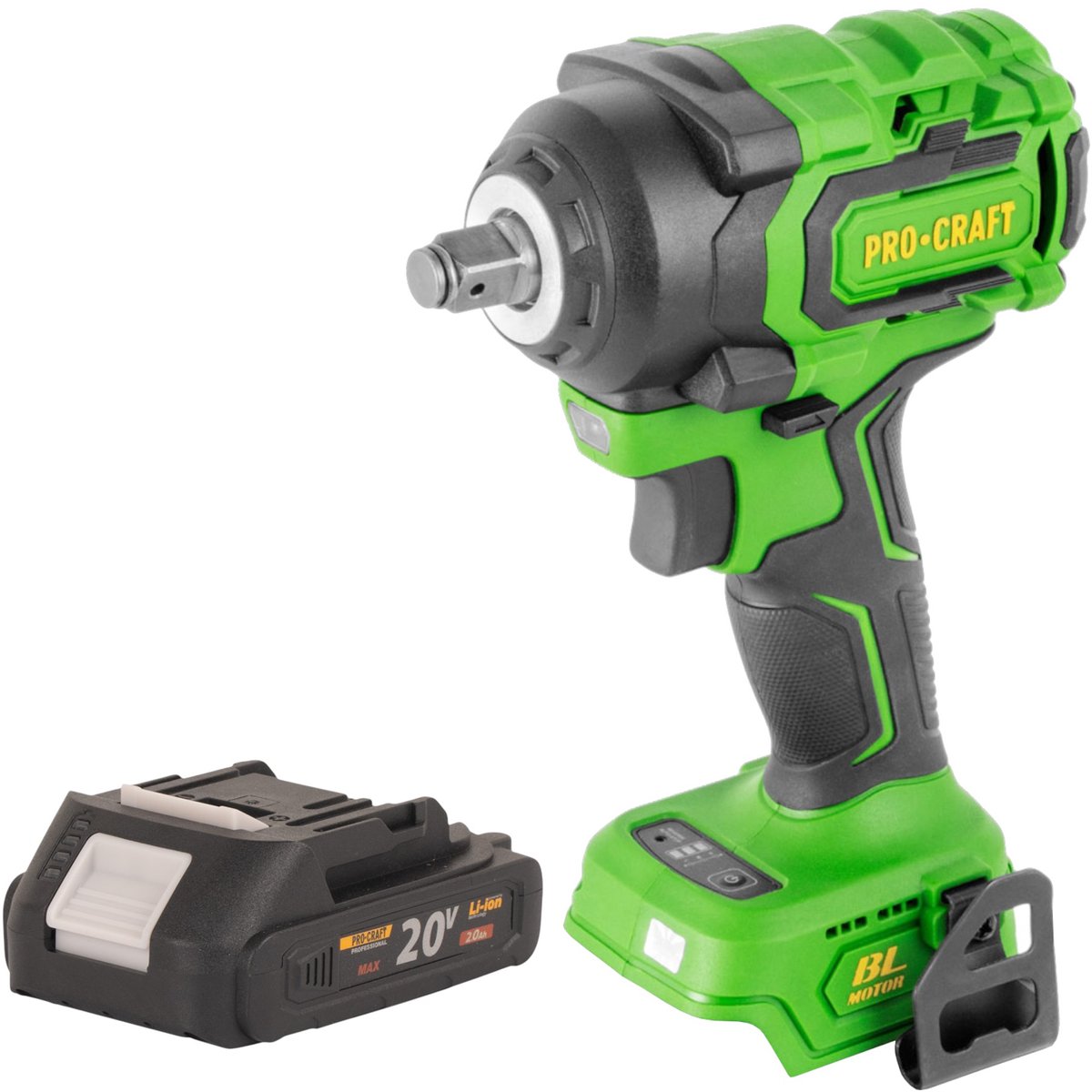 Procraft PWA18bb accu-slagmoersleutel 20 V 550 Nm 1/2" borstelloos + 1x accu 2,0 Ah - zonder oplader