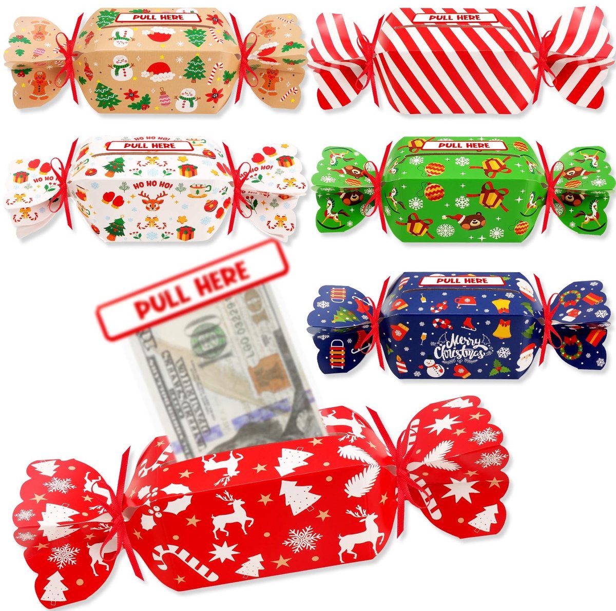 Allecto - Kerst Gelddozen - Creatieve Cash Gift - 6 Pack - Feestelijke Verrassingen - Perfect voor Cadeaus - Uniek Ontwerp - Geschikt voor Feestdag...