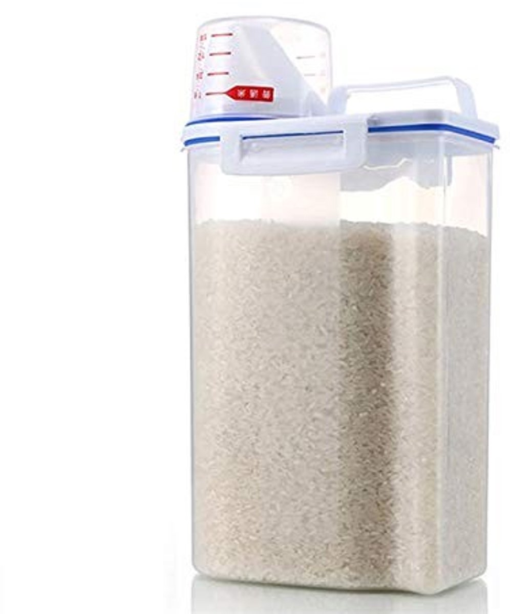 Zerodis 2kg Rice Container - Airtight Grain Storage met Maatbeker en Uitloop