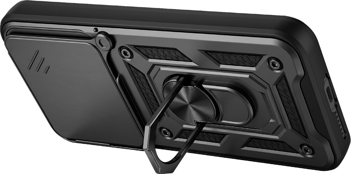 Mayaxess, Hoesje voor Xiaomi 17 met Schuifbare Camera Cover en Magnetische Ring, Zwart
