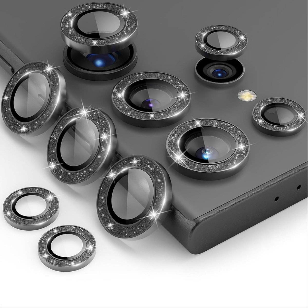 Allecto - Camerabeschermer - Samsung Galaxy S24 Ultra - Elegant en eenvoudig te installeren - Zwart - Glanzend - Lensbescherming - Geschikt voor Sa...