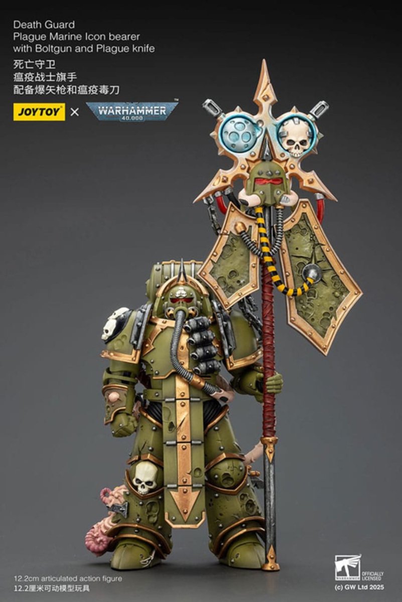 Warhammer 40,000 Action Figure Death Guard Plague Marine Icon bearer with Boltgun and Plague knife 12 cm