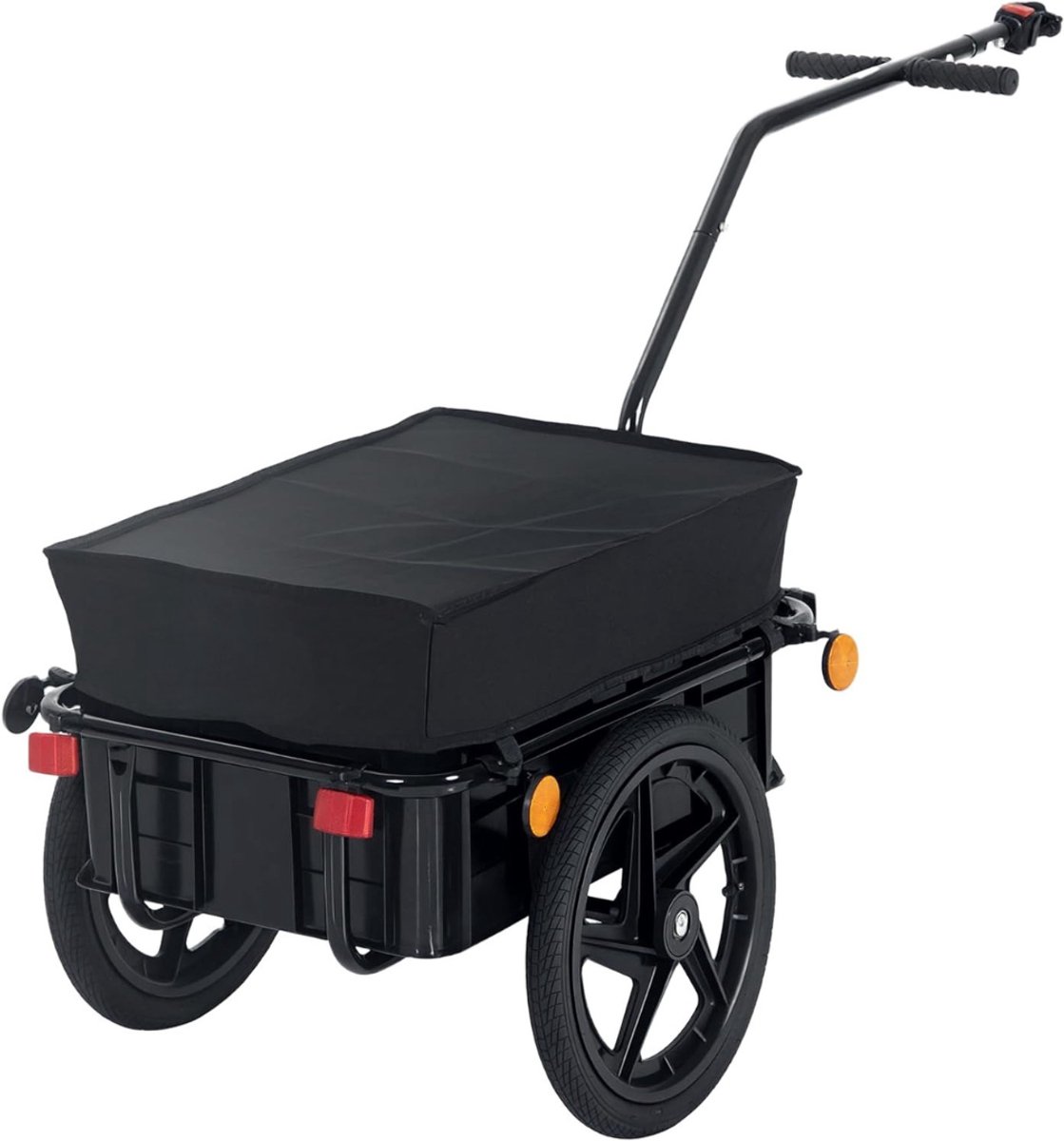 Aurixi® Fietskar Bagage - Fietskar Max 40 kg Laadvermogen - Fietsaanhanger - Fietskarren – Aanhangwagen - Zwart - 144cm x 59cm x 80cm