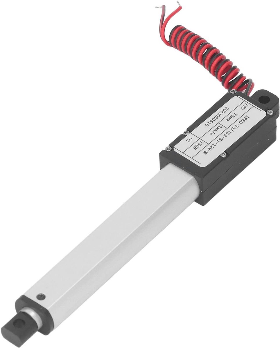 SPHProducts - Lineaire aandrijving - Elektrische actuator - 12 V - Aluminiumlegering - 150 N kracht - Geschikt voor industriële toepassingen - 75 mm s