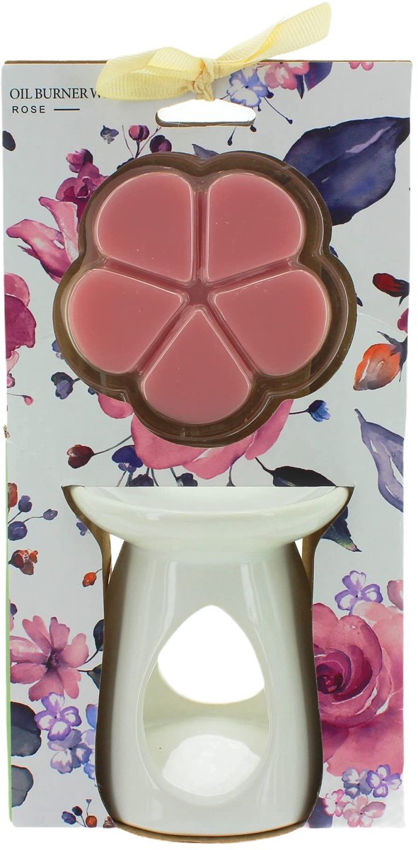 Dailygoody - Cadeauset Waxstakjes - Aromadiffuser - Keramische Aromalamp 9,5 cm - Geur van Rozen - Ontspanning en Relaxatie - Binnengebruik