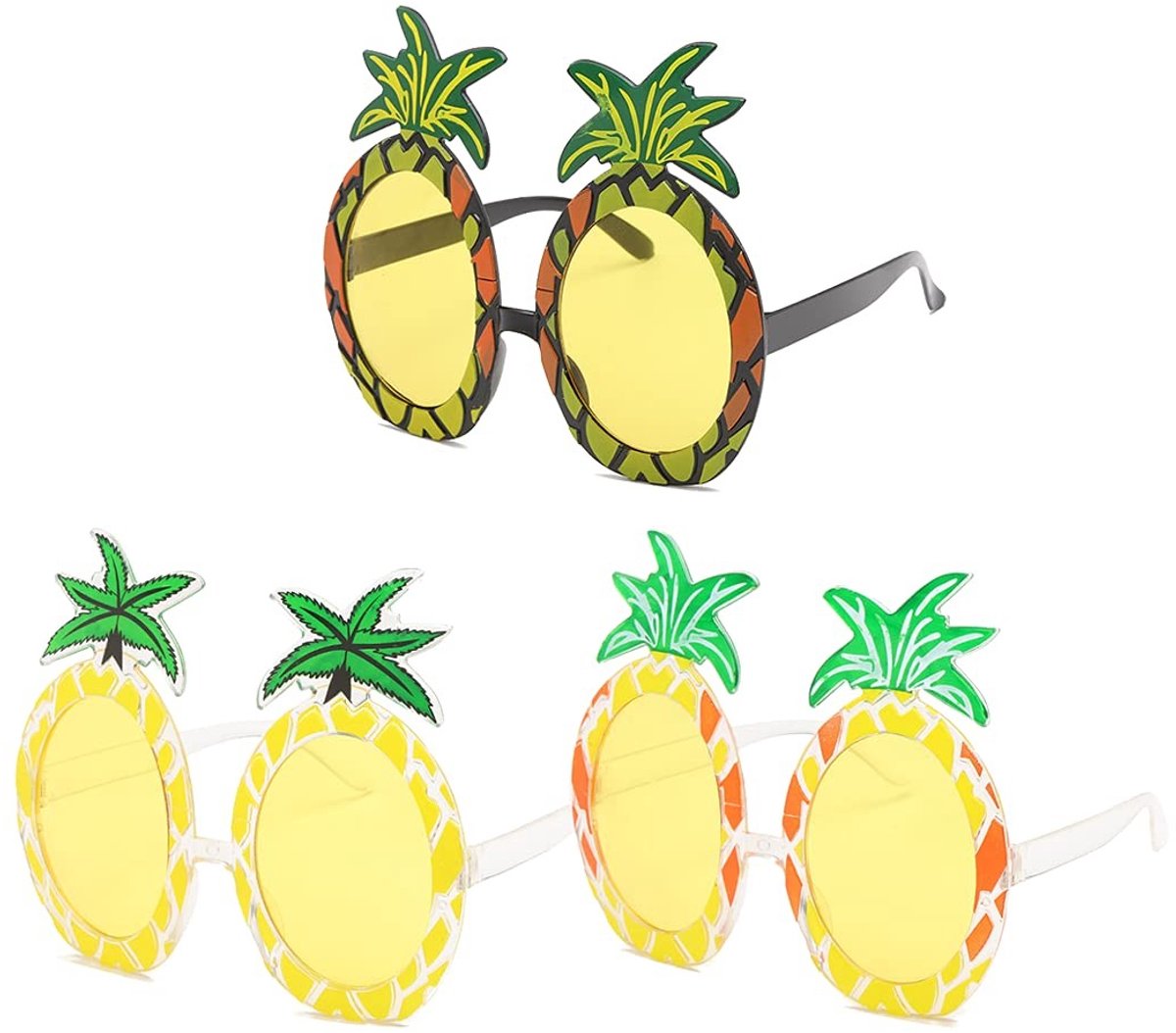 Dailygoody - Grappige ananas vorm feestbril - Tropische zonnebril - Perfect voor zomerfeestjes - Kleur: zwart, geel, rood-geel - Feestbenodigdheden -