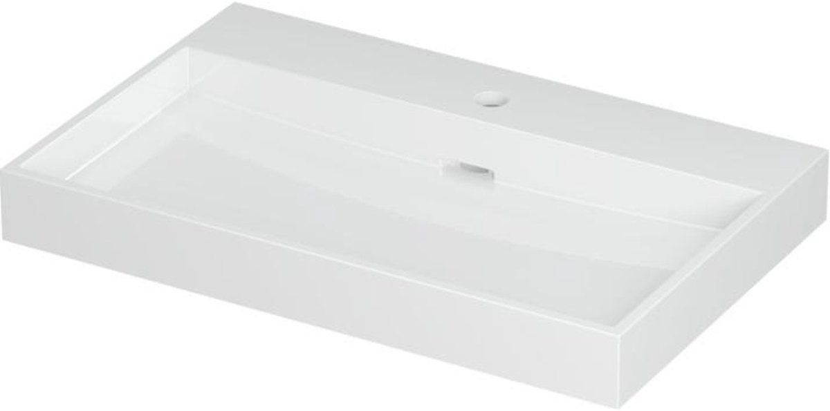INK Urban Wastafel Porselein met 1 Kraangat - 700x450x80 mm - Glans Wit