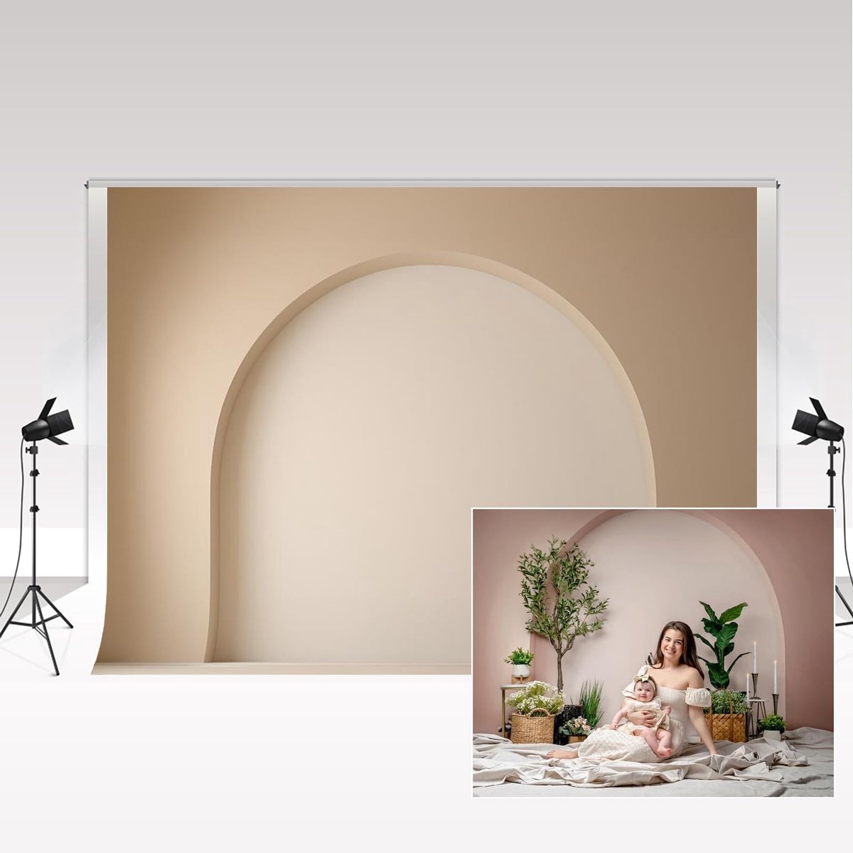 Dailygoody - Fotografie-achtergrond - Boho Boog - Ideaal voor Verjaardagen - 2,2 x 1,5 m - Retro Wanddecoratie - Geschikt voor Volwassenen en Kinderen