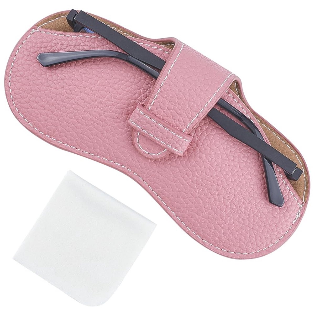 Dailygoody - Lederen etui - Zonnebrilhouder - Draagbaar en licht - Roze - Brillenkoker - Perfect voor op reis - Uniseks