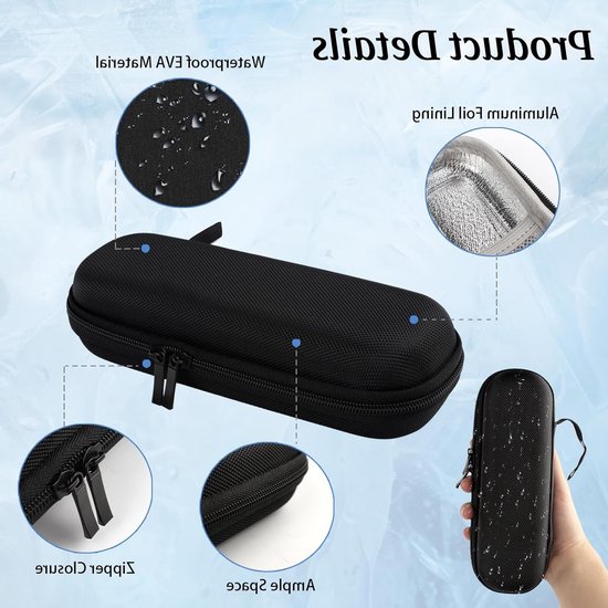 Portable Insulin Cooler Bag - Waterproof EVA Diabetics Bag - TSA Approved Insulated Insulin Pen Pouch - Travel Diabetes Cooler Box with Carabiner for Medication Supplies - Draagbare Insuline Reiszak voor Medicijnen van Merkloos	 — afbeelding 3