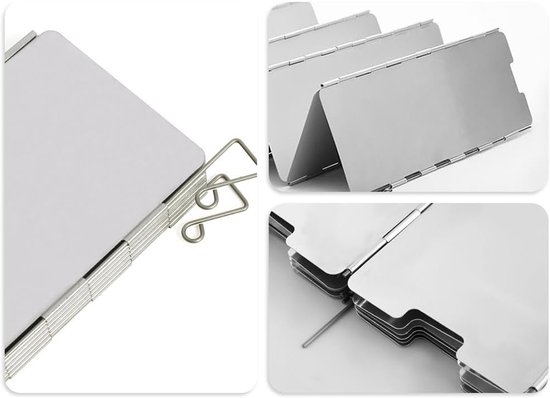 16-delige opvouwbare aluminium windscherm voor kamperen, gasfornuis en buitengebruik, met telescopische blaasbuis en handige bescherming tegen wind — afbeelding 2