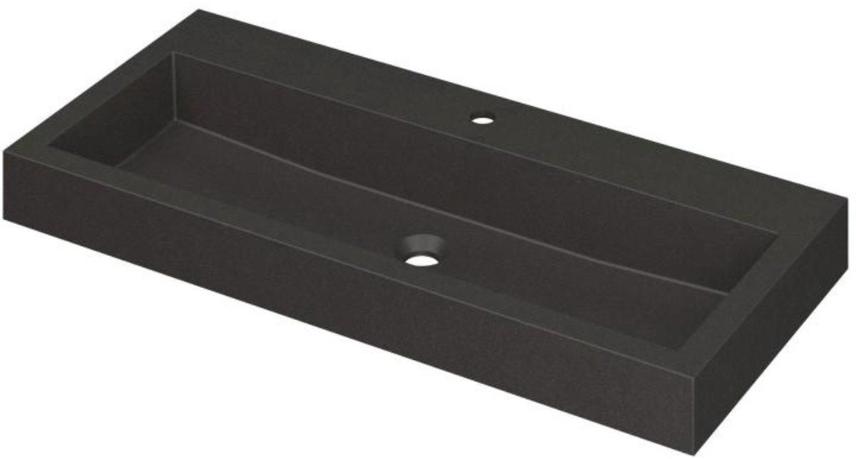 INK Momento Wastafel Quartz met 1 Kraangat - 1000x450x90 mm - Quartz Zwart