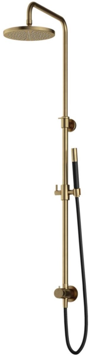 Hotbath Cobber - Stortdoucheset - 200 mm Hoofddouche - 360 mm Hartafstand - Glijstang - Staafmodel Handdouche - Geborsteld Messing - Opbouw - 1/2 Inch Aansluiting - V01