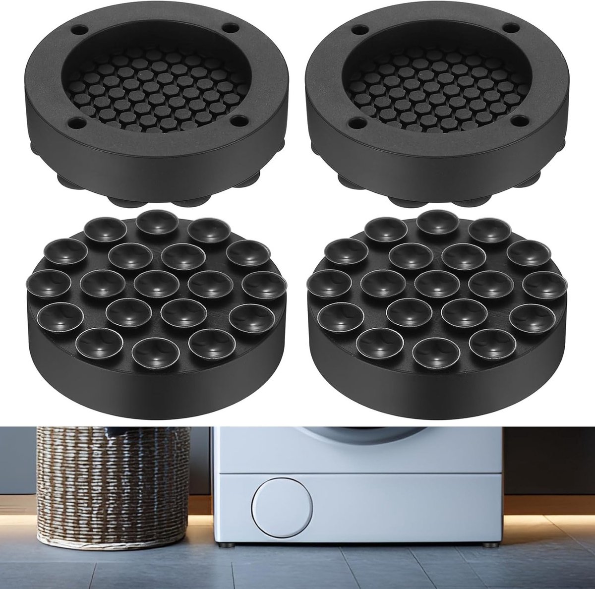 Set van 4 Antivibratie Matten voor Wasmachine en Koelkast - Antislip Onderlegger voor Stabiliteit en Geluidsreductie