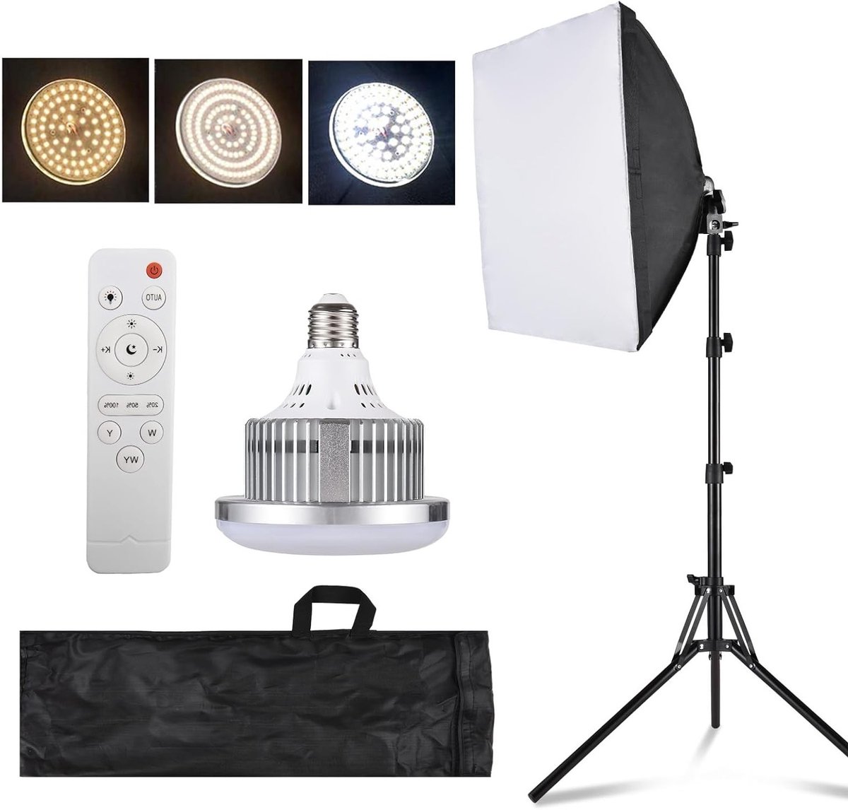 Professionele Fotostudio Verlichting Kit met 40x40cm Softbox, 85W LED Lamp en Afstandsbediening voor Portret- en Productfotografie