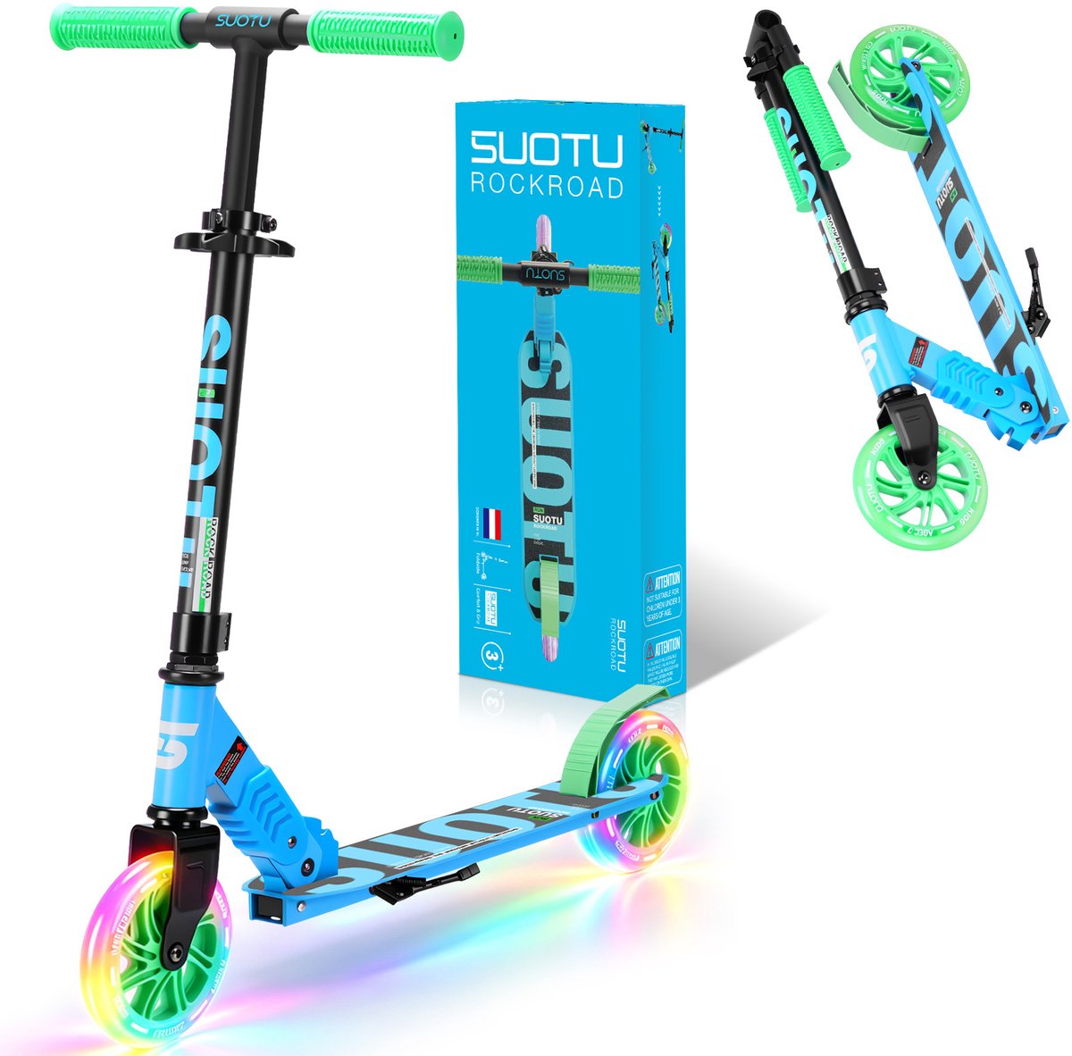Bol.com Suotu Kinderstep - 145mm Lichtgevende Wielen - Step - Speelgoed Jongens/Meisjes - Max stuurhoogte: 85 cm - Aluminium - B... aanbieding